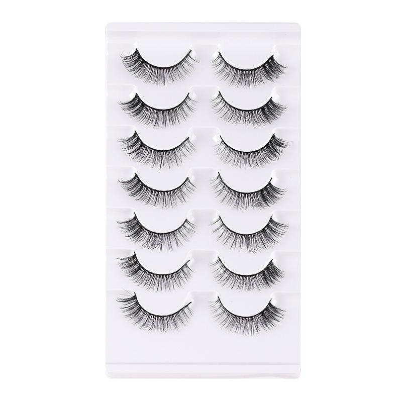 7 Pairs Of Chemical Fiber False Eyelashes Simulation Curled Thick Short Eyelashes