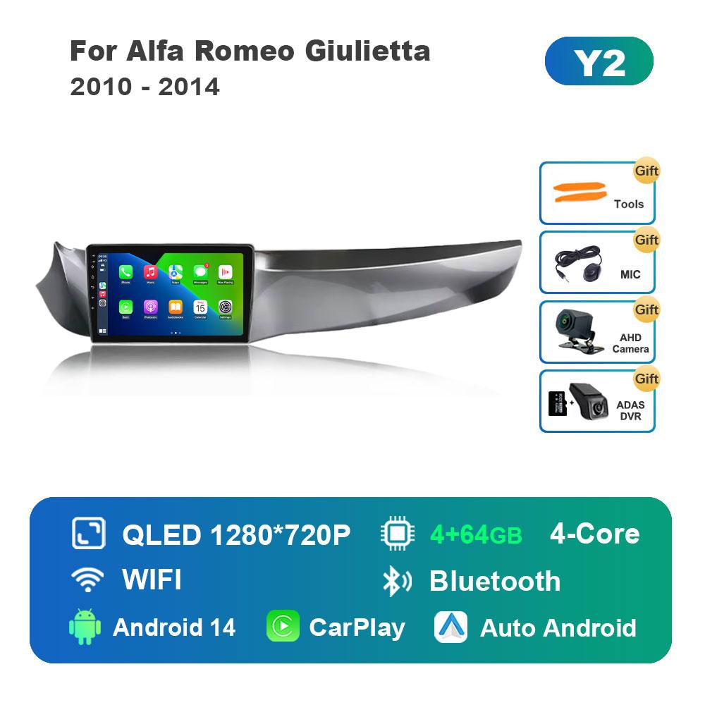 Android 14 System Car Radio Multimedia Player for Alfa Romeo Giulietta 2010 - 2014 GPS Navi WiFi IPS Touch Screen DSP Stereo 4G