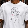 Minimalist Line Art Woman Face Shirt, Elegant Red Lips Portrait Tshirt, Black White Aesthetic Tee, Chic Feminine Top, Artistic Gift for Her