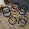 Vintage Wooden Bead Lava Stone Mens Bracelets With Elastic Band For Travel Gift