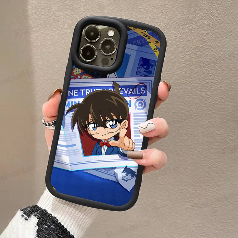 Detective Conan CARTOON For IPhone 17 Pro Max 16 15 14 13 12 11 Plus Black Soft Phone Cover