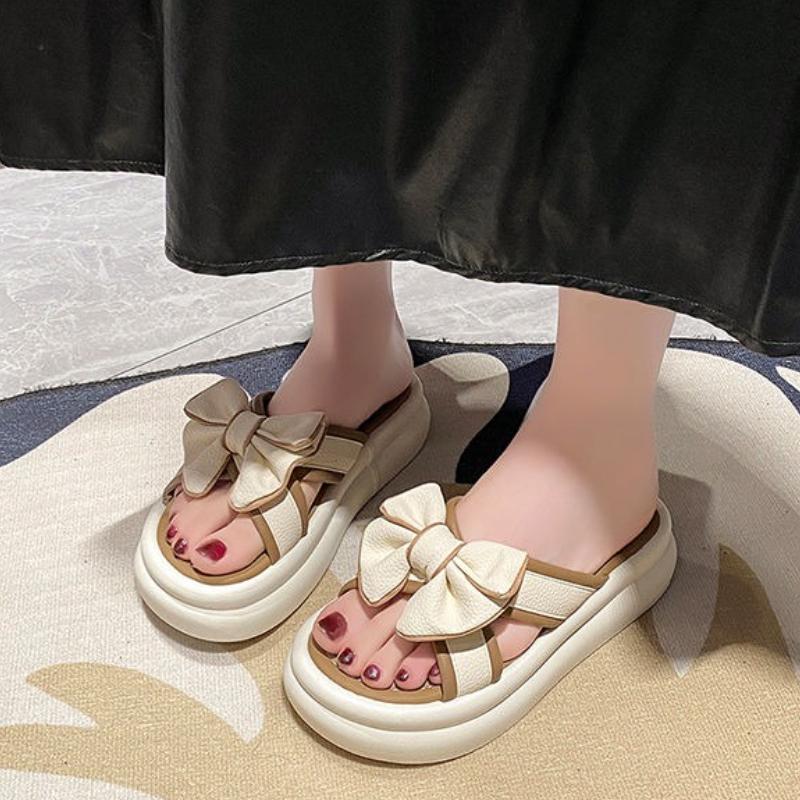 Fashion Platform With Bow Women's Slippers and Ladies Sandals on Beach Outside Slides 39 New Fashion Shoe Designer Luxury Sale Pvc Shoes