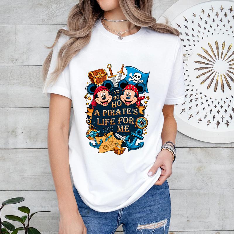 A Pirates Life for Me Adventure Printed Womens TShirt Pure Cotton Short Sleeve Casual Top Summer Womens Clothing
