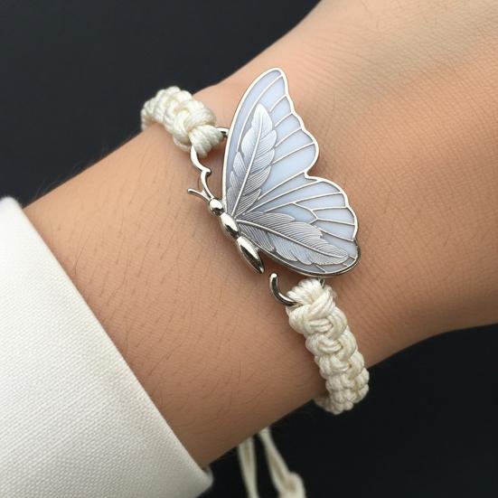 Hand-Woven Butterfly Bracelet Traditional Knitting Techniques Adjustable Wristband Meaningful Gift Wrist Accessory