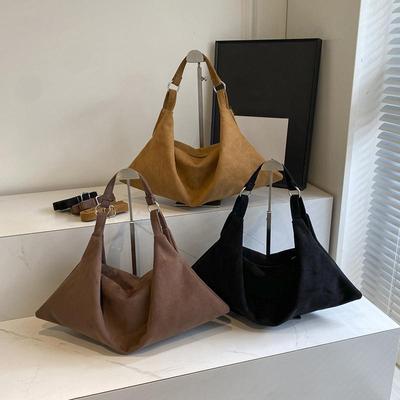 Frosted Vintage Women's Bag Large Capacity Shoulder Bag Solid Color Simple Casual Commuter Bags Autumn Retro Crossbody Bag