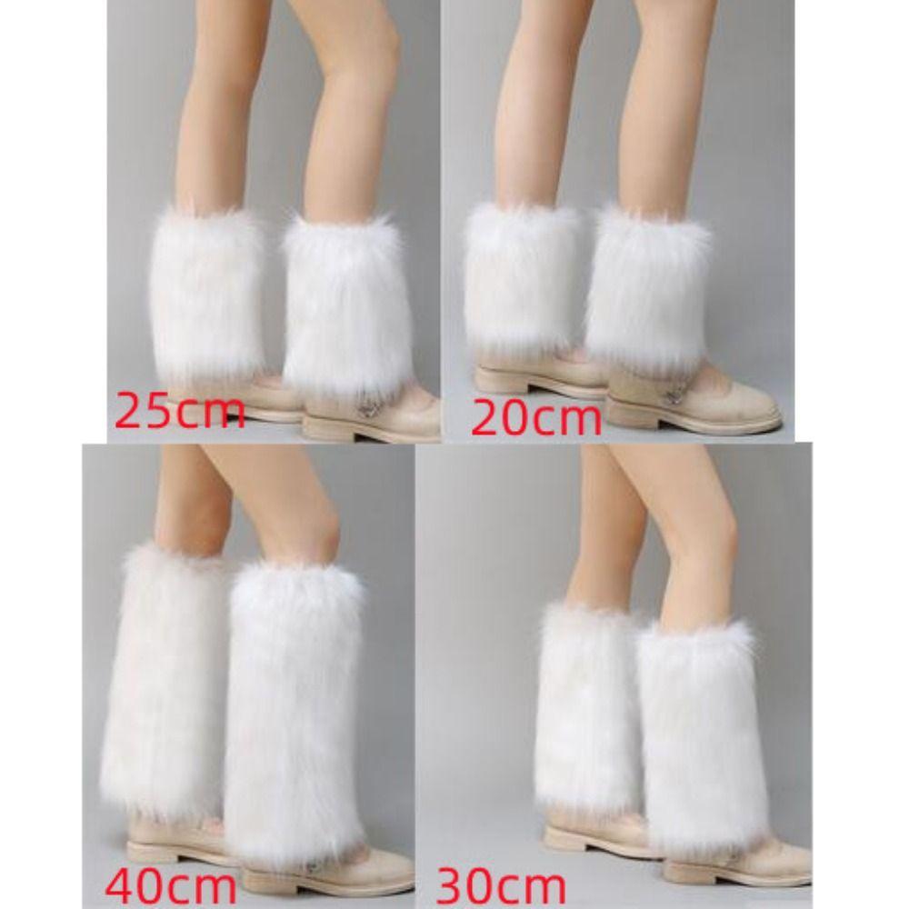 Pokrývky na boty Lolita z umělé kožešiny 40cm Dlouhé ponožky Harajuku Styl Kožešinové návleky na nohy Použití pro Cosplay