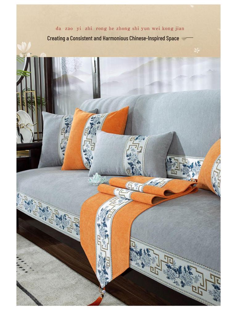 Funda de Sofá Universal Antideslizante de Chenilla para Todas las Estaciones - Cojín de Madera Maciza de Alta Gama y Madera de Rosa