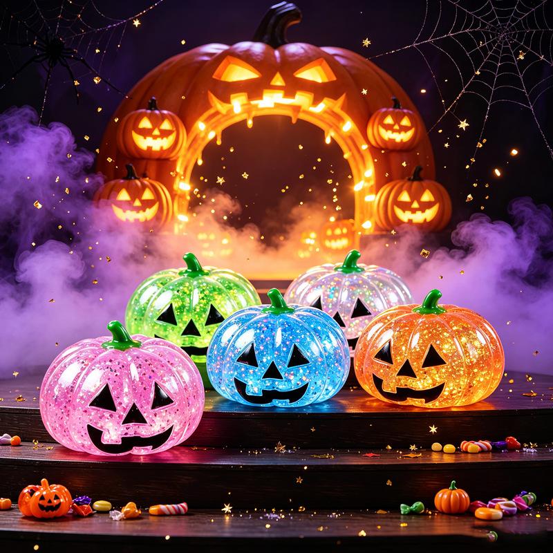New Cross-border Halloween Pumpkin Head Pinch Le Maltose Vent Toy Glitter Creative Decompression Toy