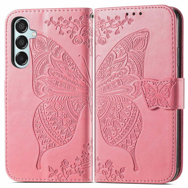 Hot Sell Wallet Phone Case with Stand for Galaxy M15 A15 A25 A35, for Samsung A14/A34/S24 Butterfly Printed Flip Case Pouch