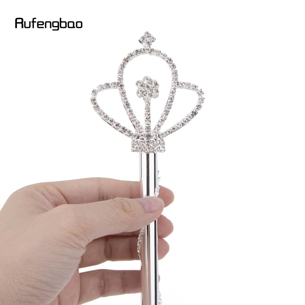 Corona in Lega di Diamante Bianco Bacchette Fatate Bacchette da Principessa per Bambina Bacchetta da Angelo per Bambini 47cm