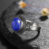 Natural 8*10MM Lapis Lazuli Finger Ring  Rings for Women Gift S Silver Flower Shaped Ring