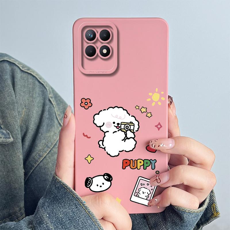 For OPPO Realme 8i 4G Phone Case RMX3151 RMX3286 Soft Silicone Capa for realme Narzo 50 Lovely panda Cartoon Flower Funda Cover