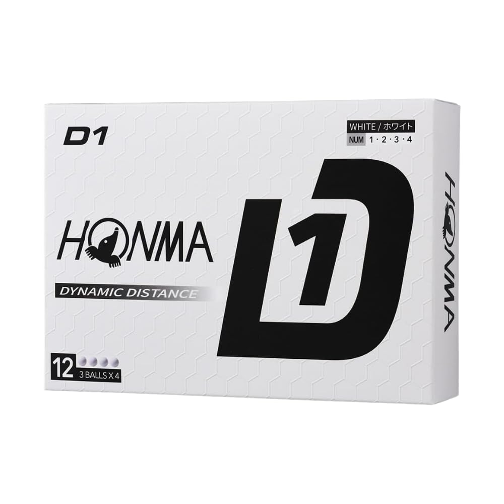 Honma Golf D1 Golf Balls, 3 Dozen (36 Balls), BT2401 White, 2024 Model, Distance Type, with Colored Tees