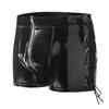 Men's PVC Mirror Leather Shorts with Zipper Crotch