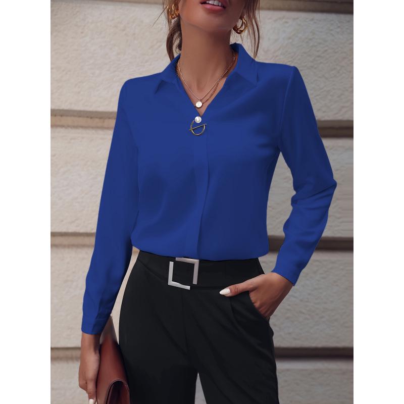 Versatile Long-Sleeved Shirt with Pearl Buttons - Casual To Business Style