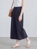 Guangmei Women's Summer Casual Wide-Leg Cropped Pants with Adjustable Waist and Front Pleats.
