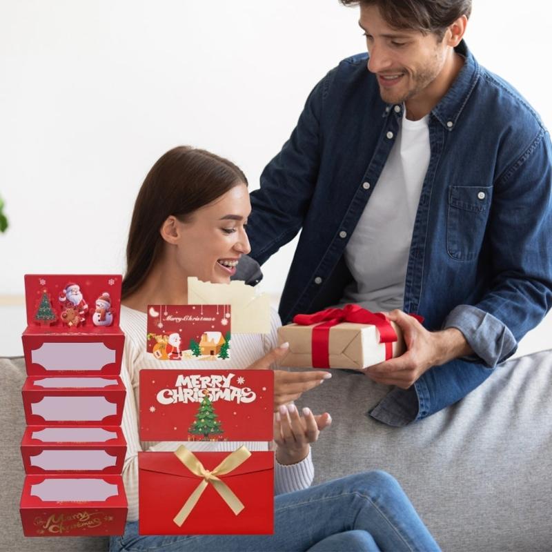 Gift Envelopes 6 Compartments Christmas Card Organiser Santa Snowflakes Decorative Paper Packaging For Parties Event