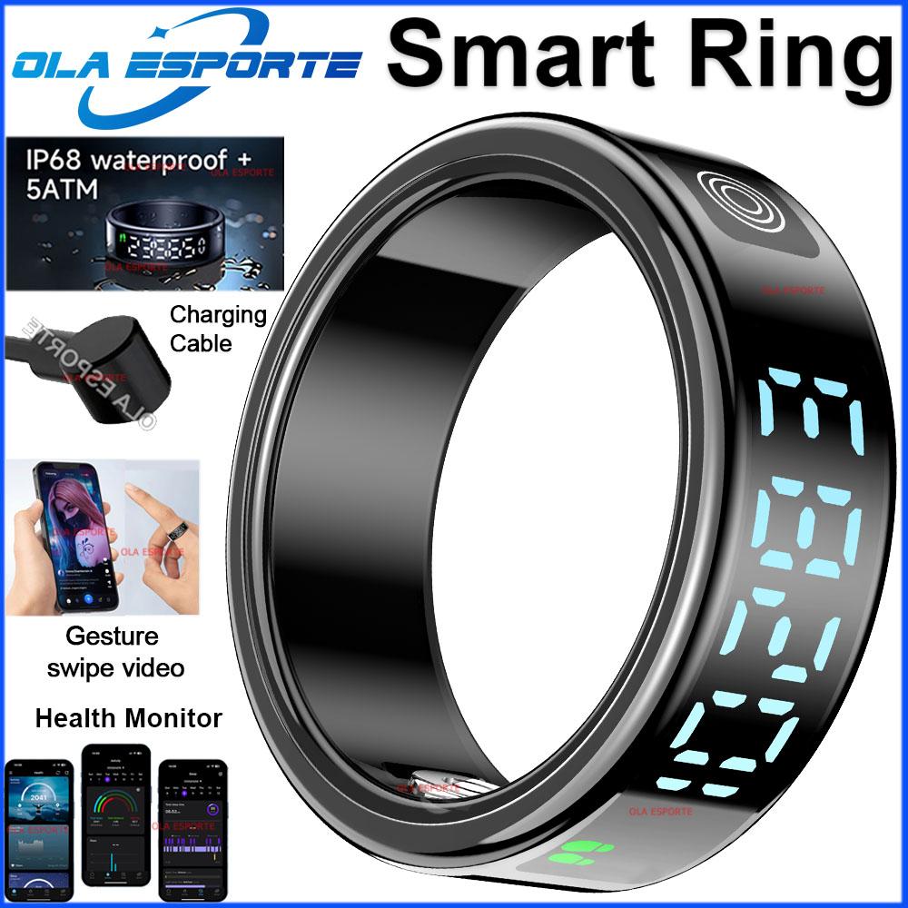 Smart Ring with Touch Display Screen, Wireless Charging, Health Manager, 5 ATM Waterproof For Men Women Smart Rings R12 R08