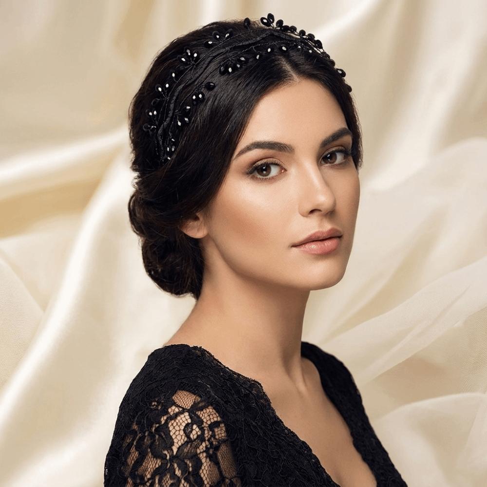 Woven Wire Crystal Leaf Branch Headband Elegant Headpiece Luxury Decorative Hair Hoop Women