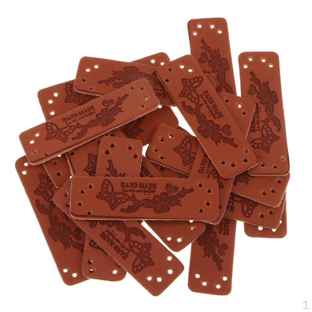 

20 штук этикеток из искусственной кожи, бирка ручной работы, украшение-орнамент - A1