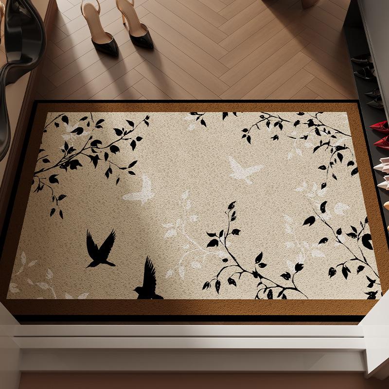 Retro Green Welcome Entrance Mat Rug Absorbs Dirt Door Mat Non-Slip Floor PVC Doormat Cuttable Hallway Mat
