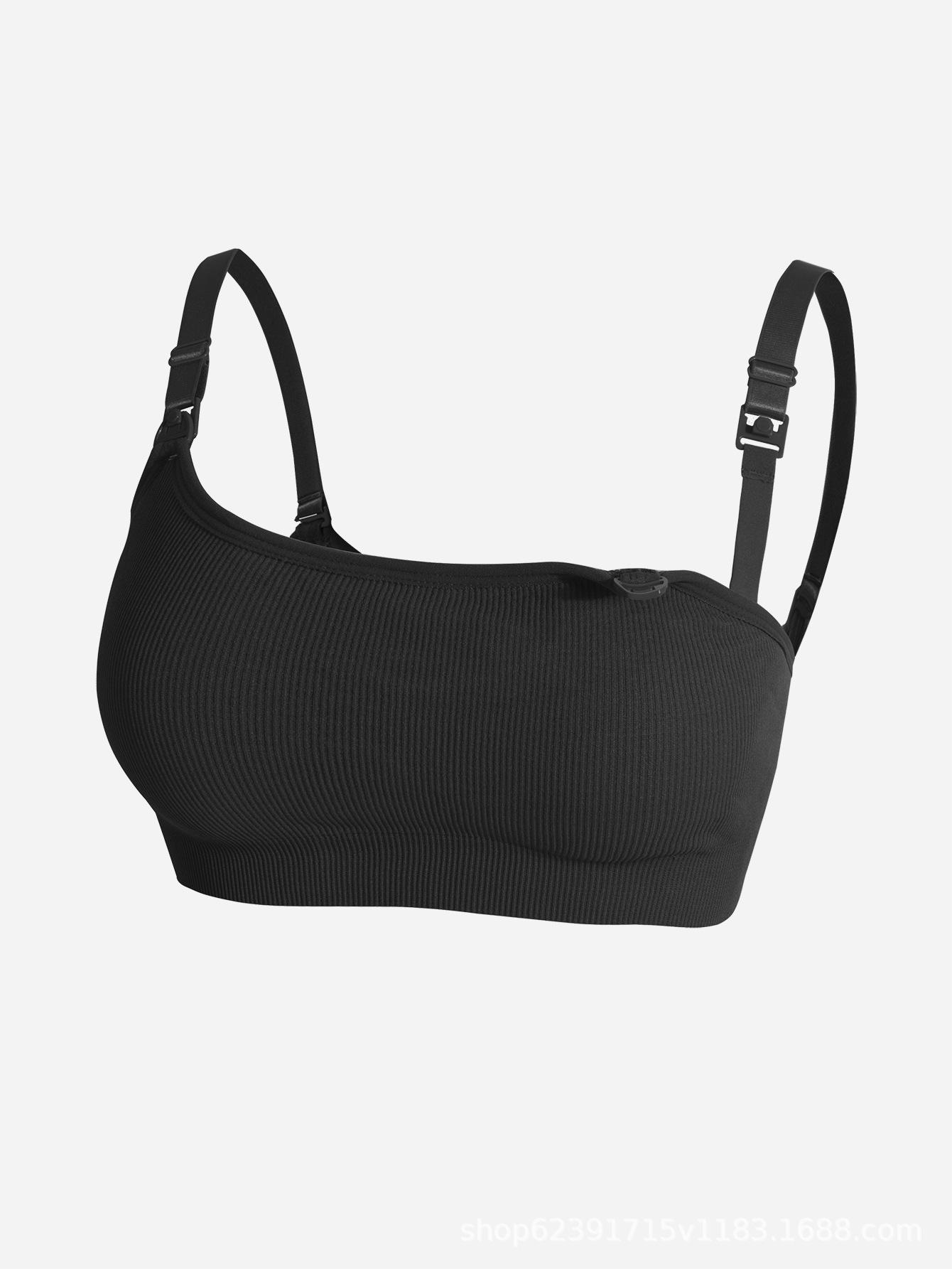 Ribbed Square Neck Wireless Bra S чёрный