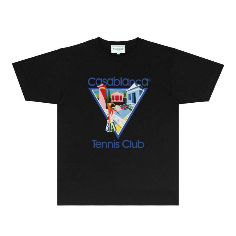 CASA Casablanca Short Sleeve T Shirt Couples Star Castle Letter Print Casual Loose Fit