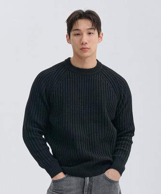 NINEZ Heavy Cotton Crew Neck Muscle Knit (2 Colors)