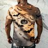 Men's Halloween Vintage Short Sleeve T Shirt Loose Breathable Summer Sports Streetwear Casual Daily Top with Pumpkin and Bat Print