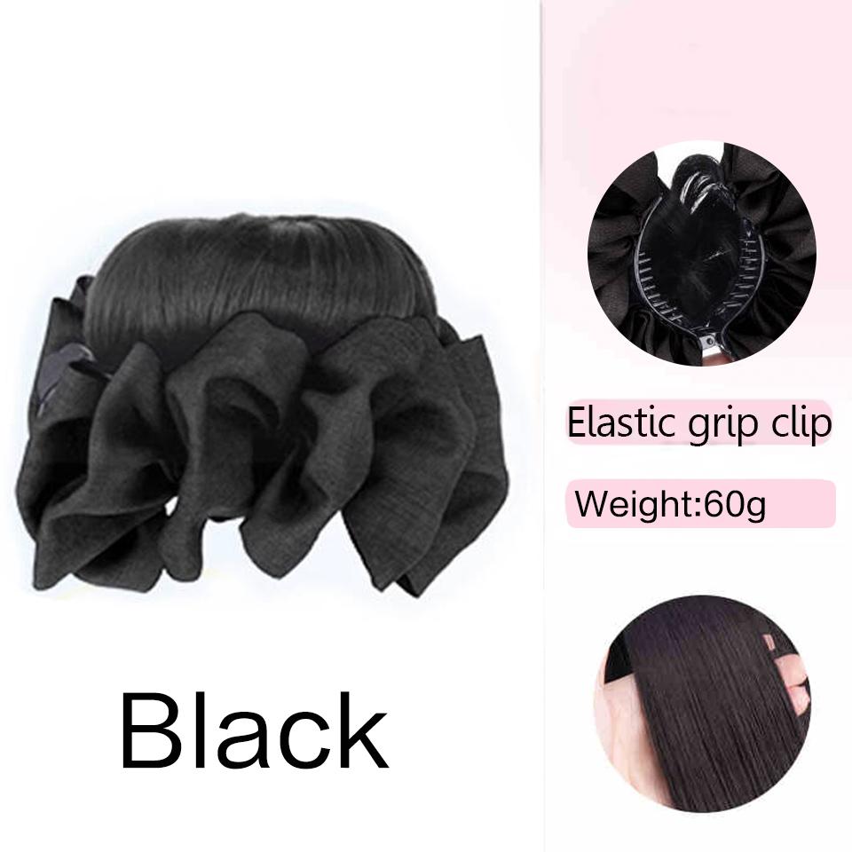 Synthetic Bow Hair Clip Chignon Messy Bun Claw Clip in Hair Piece Wavy Curly Hair Bun Ponytail Extensions Scrunchie Hairpieces for Women