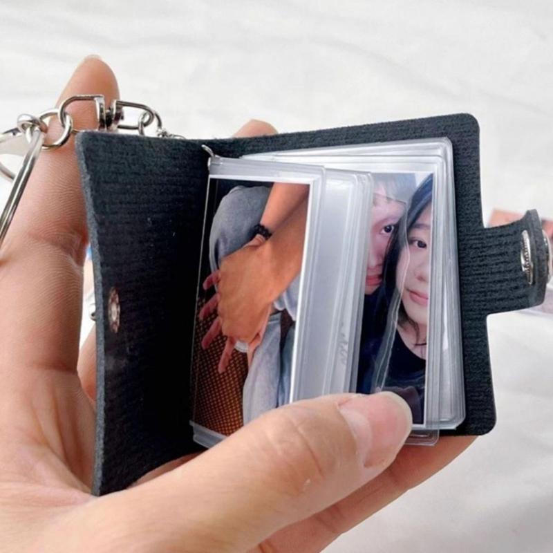 Fashionable Small Photo Album Keychains Sturdy PU Leather Key Holder Customizable Heat Transfer Printing Projects