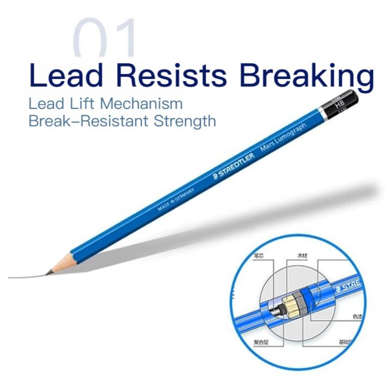 STAEDTLER Blue Bar Student Drawing Sketch Pencil Natural Wood Barrel Break-Resistant Pencil Multiple Hardness Leads Available