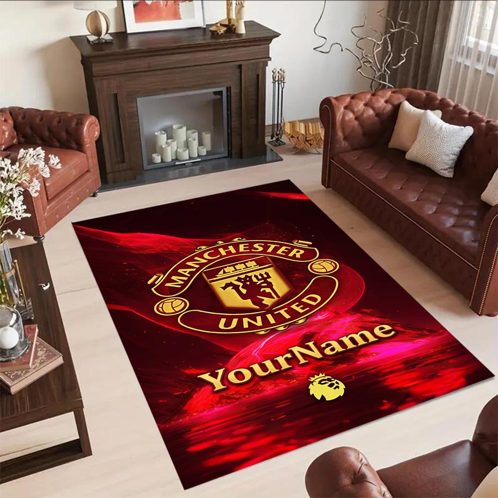Manchester Personalized Name Floor Mat Design for Game Room Kitchen Outdoor Hallway Anti-slip Rug Office Home Decor Gift for Festivals