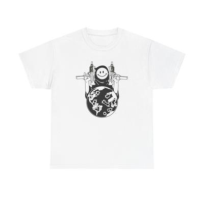 Uzi Smiley Face Grim Reaper Graphic T Shirt Unisex Heavy Cotton Tee Unisex T-Shirt
