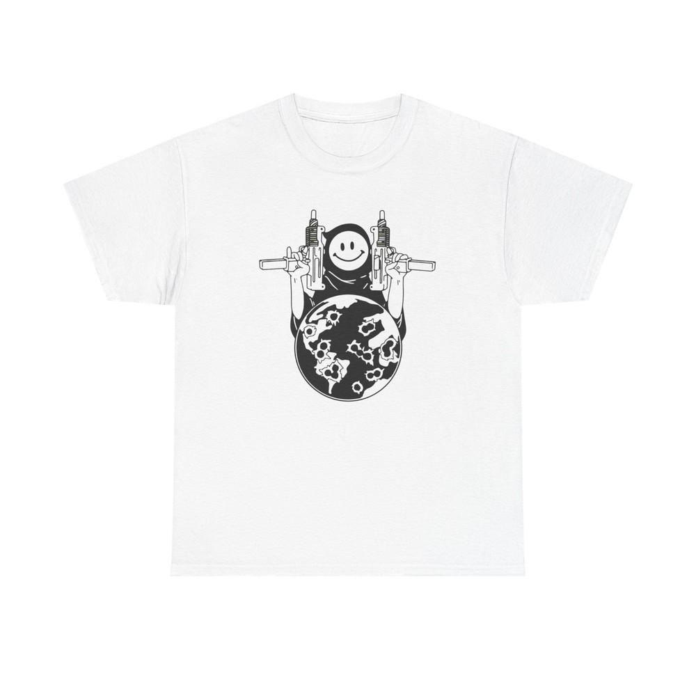 Uzi Smiley Face Grim Reaper Graphic T Shirt Unisex Heavy Cotton Tee Unisex T-Shirt XL
