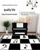 Geometric Music Instrument Crystal Velvet Non-Slip Sound-Insulating Piano & Drum Floor Mat - Dirt-Resistant, Washable Carpet