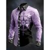 New Black Gold Gradient Peony Print Men's Long Sleeved Shirt, Light Luxury Business Casual Shirt Clothing