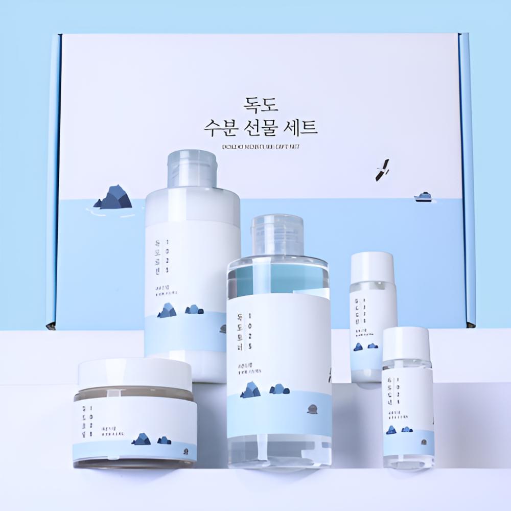 ROUND LAB 1025 Dokdo Hydration Set – Deep Sea Water Toner 220ml + Lotion 220ml + Cream 50ml
