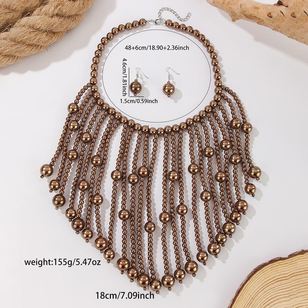 Braut Hochzeits Schmuckset Mode Elegant Handgefertigt Imitation Perle Quaste Halskette Und Ohrringe Damen Party Zubehör