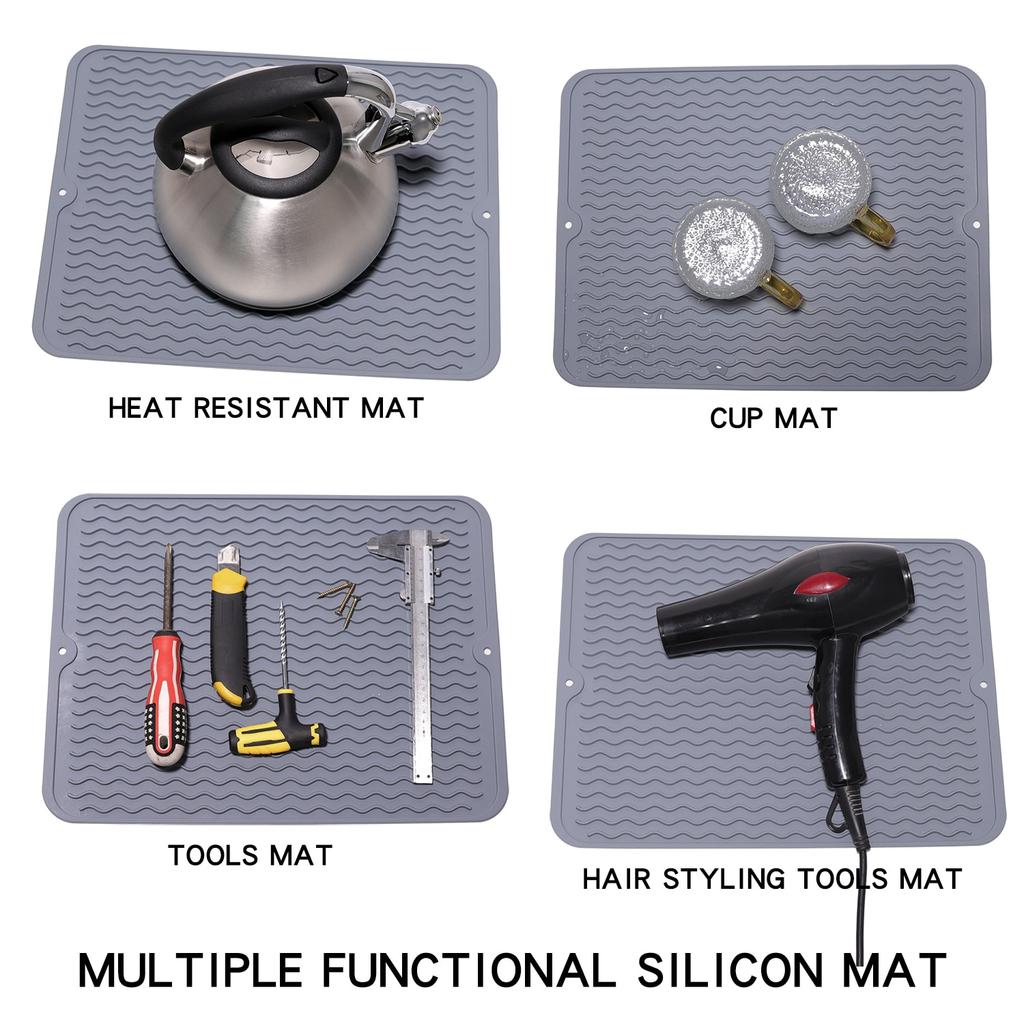 Silicone Dish Drying Mat, 40 X 30cm - Large Dish Drying Mat, Counter Top Mat, Dish Draining Mat, Sink Mat, Large Silicone Trivet