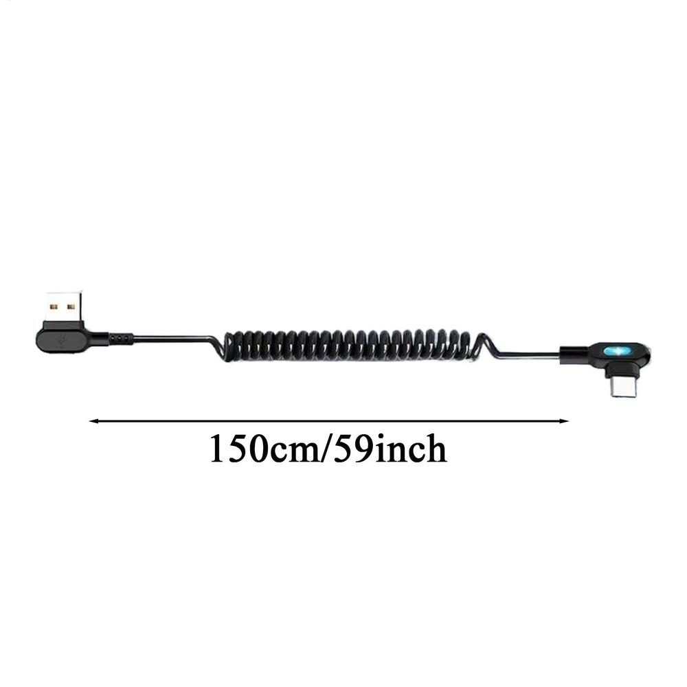 Car Charger Cable Retractable Lighted Coiled Type C Fast Charging Cord for Trailer RV Truck Automotive Sedan Pickup Men Women