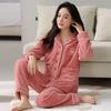 Women 2‑Pieces Pajama Set Long Sleeve Top & Pants Soft Warm Sleepwear Casual Home Loungewear Autumn Winter Nightwear For Ladies