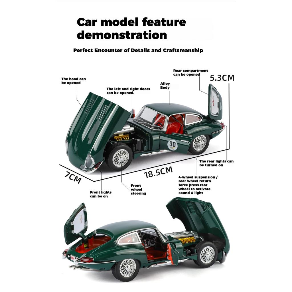 1/24 Jaguar E-Type Dekorative Ornamente Diecast Legierungsmodellauto Ideale Computer-Schreibtisch-Ornamente & Auto-Mittelkonsolen-Ornamente