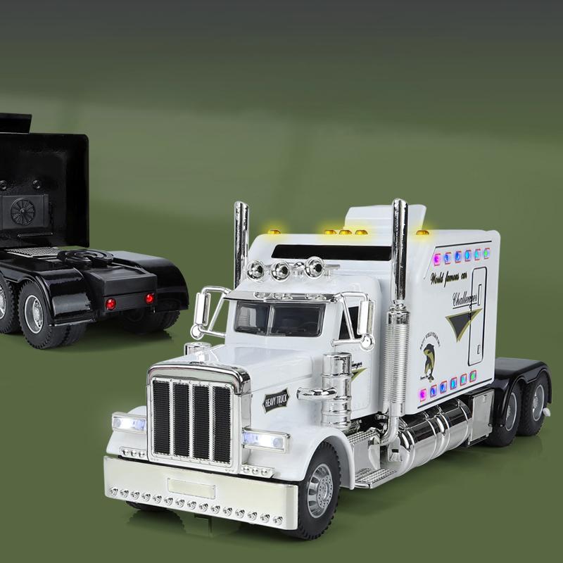 1/24 פיטרבילט 389 משאיות סמי-טריילר משאית סגסוגת משאית שרירים אמריקאית דגם צעצוע מתכת יציקה צליל ותאורה צעצוע מכונית לילדים רכב