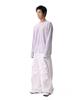 AAKAM Knee Pin-Tuck Printed Denim Pants (White)