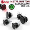 12/16/19/22mm Black shell Push Button Switch Metal Waterproof Latching Momentary LED Light Car Engine Power Switch Blue Red HUSA