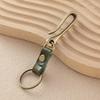 Cowhide Distressed Alloy Waist Hanger Keychain - Creative, Portable, Genuine Leather Pendant for Car Keys