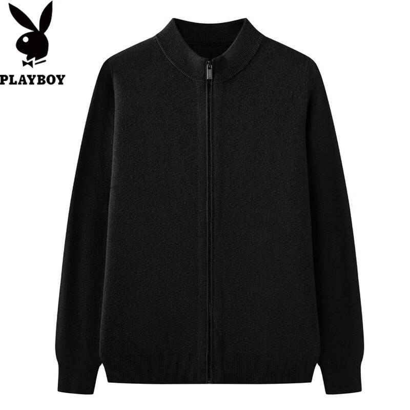 PLAYBOY Men's 100% Wool Zip-Up Cardigan