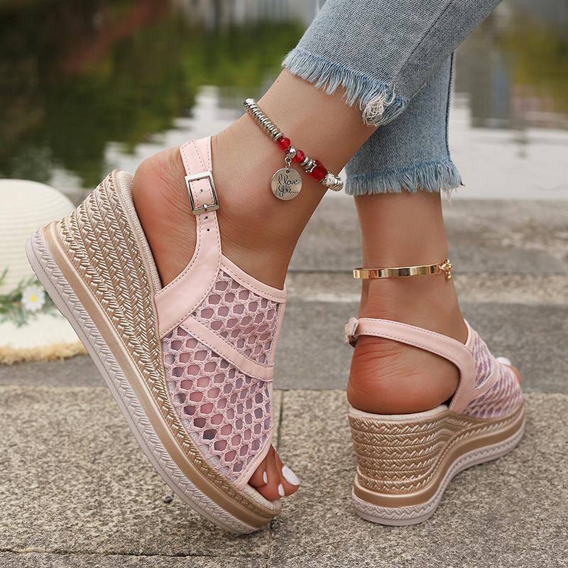 Fashion 2025 New Hollow Out Wedge Heel Sandals Women Summer Peep Toe Platform Sandles Woman Back Strap Thick Sole Rome Shoes Female 43