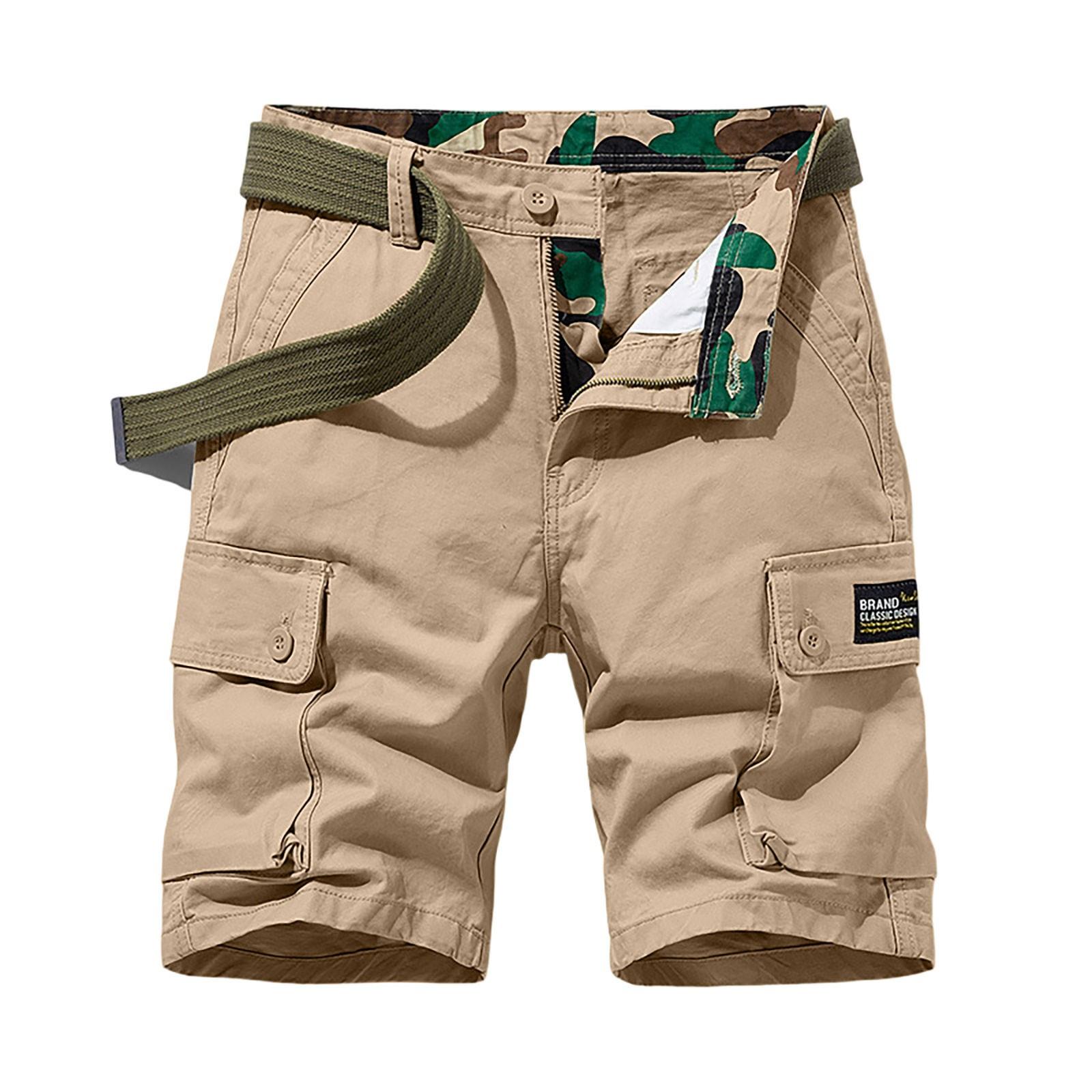 

Men s Cargo Shorts Casual Relaxed Fit Cotton Millitary Shorts With Multi Pockets M хакі
